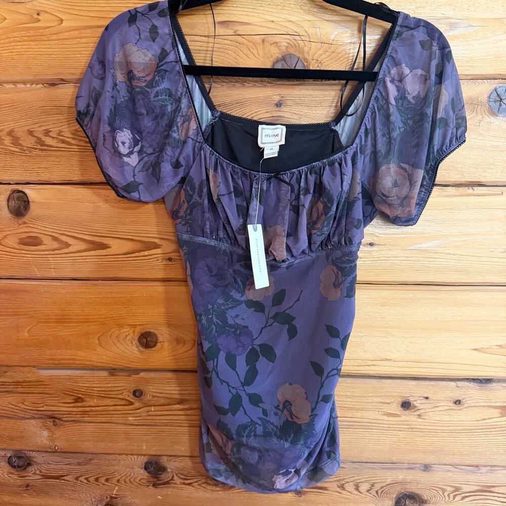 Maeve Anthropologie NWT puff-sleeve square-neck printed top XS